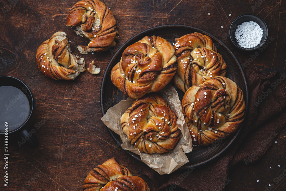 Wall mural kanelbullar, swedish cinnamon and cardamon buns