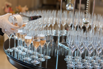 champagne glasses on the table