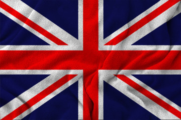Fototapeta premium Fabric wavy texture national flag of United kingdom's.