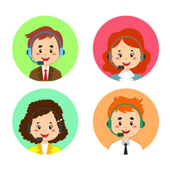 Flat Call Center Avatar Set