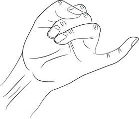 Isolated silhouette of little finger from human hand raised up in gesture of promise