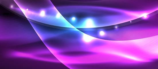 Abstract background. Shiny design neon waves with light effects, techno trendy design. Vector Illustration For Wallpaper, Banner, Background, Card, Book Illustration, landing page