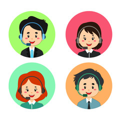 Flat Call Center Avatar Set