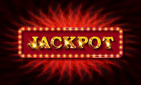Jackpot retro banner with glowing lamps.