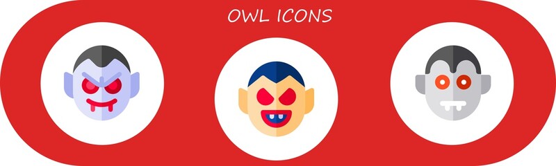 Modern Simple Set of owl Vector flat Icons