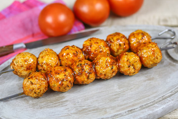 brochettes de viande hachée de poulet 