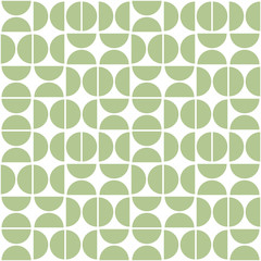 Seamless geometric pattern with semicircles. Mid century modern style. Vector abstract background. - 338812487