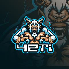 yeti mascot logo design vector with modern illustration concept style for badge, emblem and tshirt printing. angry yeti illustration for esport team.