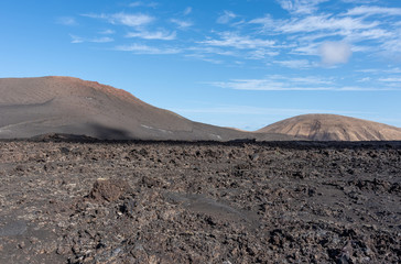 Volcanic landscape of Timanfaya National Park on island Lanzarote