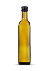 brown linseed oil bottle isolated