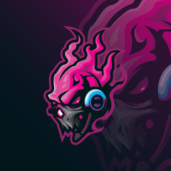 skull mascot logo design vector with modern illustration concept style for badge, emblem and tshirt printing. skull gamer illustration.