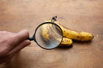 バナナを虫眼鏡で拡大