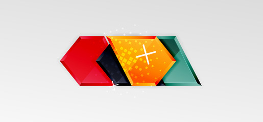 Metal glossy shiny geometric shapes with 3d effect composition. Techno futuristic vector abstract background For Wallpaper, Banner, Background, Card, Book Illustration, landing page