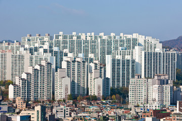 Seoul city landscape. Village in Seongbuk-gu, South Korea.

