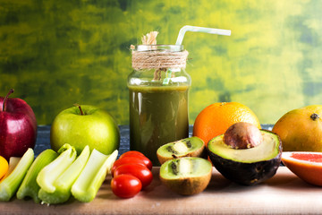 fruits vegetables and smoothies