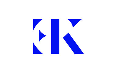 EK or KE and E or K Uppercase Letter Initial Logo Design, Vector Template