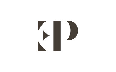 EP or PE and E or P Uppercase Letter Initial Logo Design, Vector Template