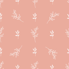 Hand drawn coral floral seamless pattern