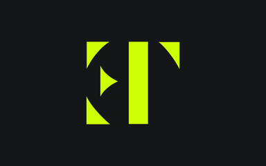 ET or TE and E or T Uppercase Letter Initial Logo Design, Vector Template