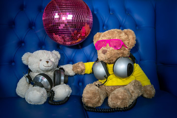teddy bear in a disco setting