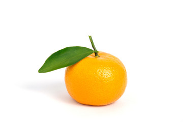 Raw fruit - Citrus sinensis ( called jeruk baby santang ) with leaves isolated on white background – local fresh fruit from Indonesia