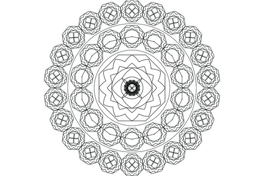 Hypnotical circle ethnic patterns. It could be used as mandala art, abstract background, wallpaper, glossy paper, page, paper, textile, etc. Vector drawn.