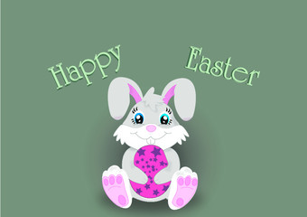 easter bunny with eggs .Happy easter background . Vector illustration