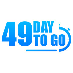 49 day to go label, red flat with alarm clock, promotion icon, Vector stock illustration: For any kind of promotion