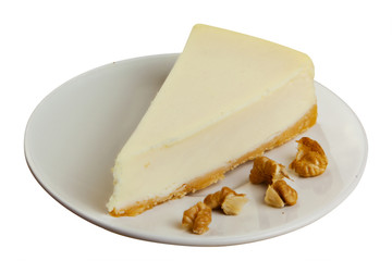 classic cheesecake on white plate on  White background