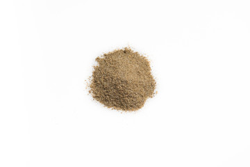 Spice mix for salting fat macro crushed isolated on white background closeup