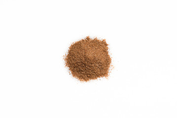 Spice mix for making homemade sausage macro  isolated on white background closeup