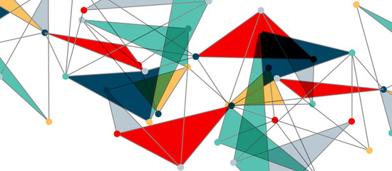 Line points connections, triangular technology design. Abstract geometric background