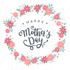 Cute hand drawn Mother's Day design with lovely flowers, great for cards, wallpapers, banners - vector design.