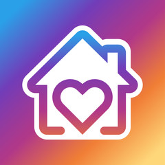 House heart logo, Instagram Stay at Home Sticker and Icon, Coronavirus, Quarantine Protection campaign or measure from coronavirus, COVID-19.Work from home protect Yourself from virus disease.