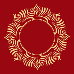 Decorative frame Elegant vector element for design in Eastern style, place for text. Floral golden and red border. Lace illustration for invitations and greeting cards