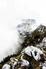 Amazing background picture showing the alps mountains meeting the cloud