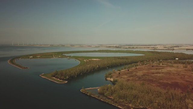 Artificial island IJsseloog in Holland used as a depository to store polluted silt