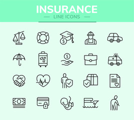 Conjunto de ícones de seguro para infográficos ou websites