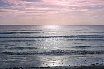 Sunrise over the Mediterranean Sea in Larnaca, Cyprus, Europe