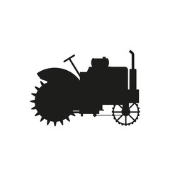 Silhouette of vintage farm tractor vector illustration