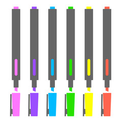 蛍光ペン6色セットのイラスト