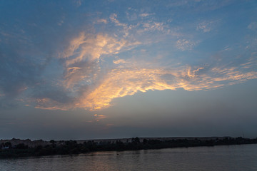 Sunset and cloudy sky over Nile
