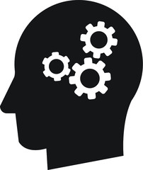 Man head mind with cogs thinking vector icon