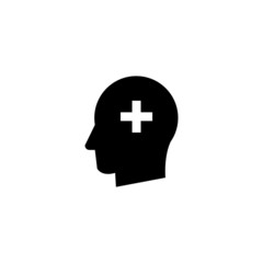Man head thinking medical cross vector icon