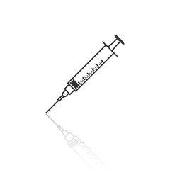 thin line icons for Syringe and shadow,vector illustrations,isolated on white.