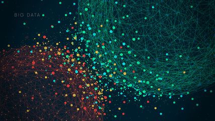 Futuristic technology for processing information flow, world big data network, vector illustration