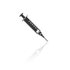 solid icons for Syringe and shadow,vector illustrations,isolated on white.