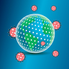 Pandemic coronavirus Covid-19 planet quarantined, protection against coronavirus. Vector illustration.
