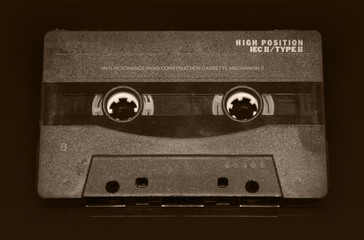 Vintage and rare audio cassette or tape isolated in dark background