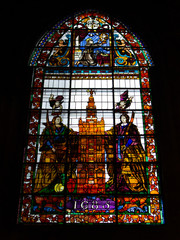 artistic stained glass window Cathedral of Sevilla